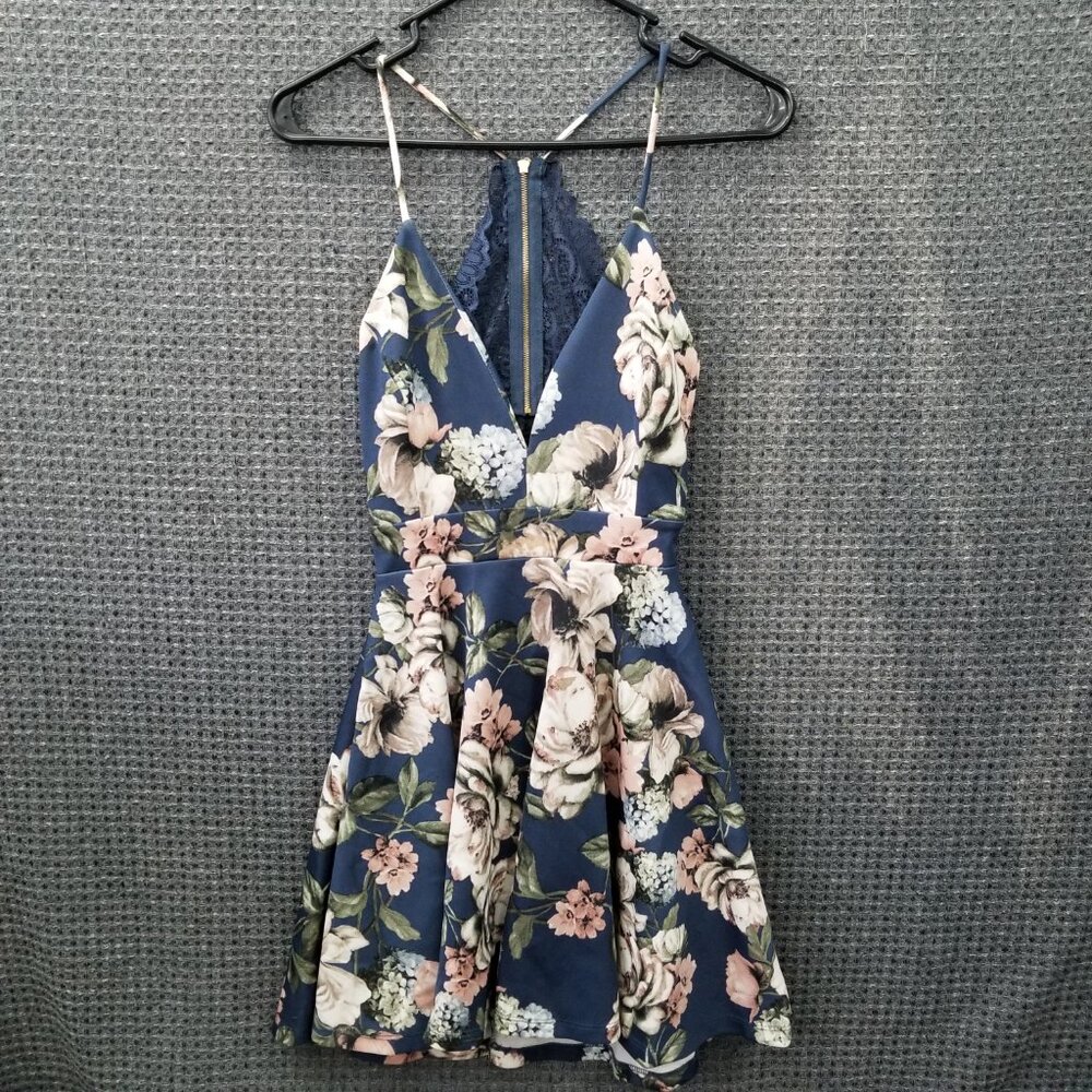 Lovely Day Floral Dress Lace Back Womens M